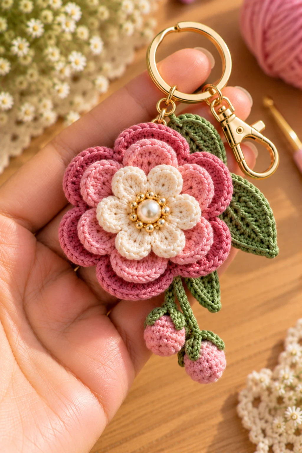 Layered Flower With Three Petal Levels — how to make crochet flower charms style outfit