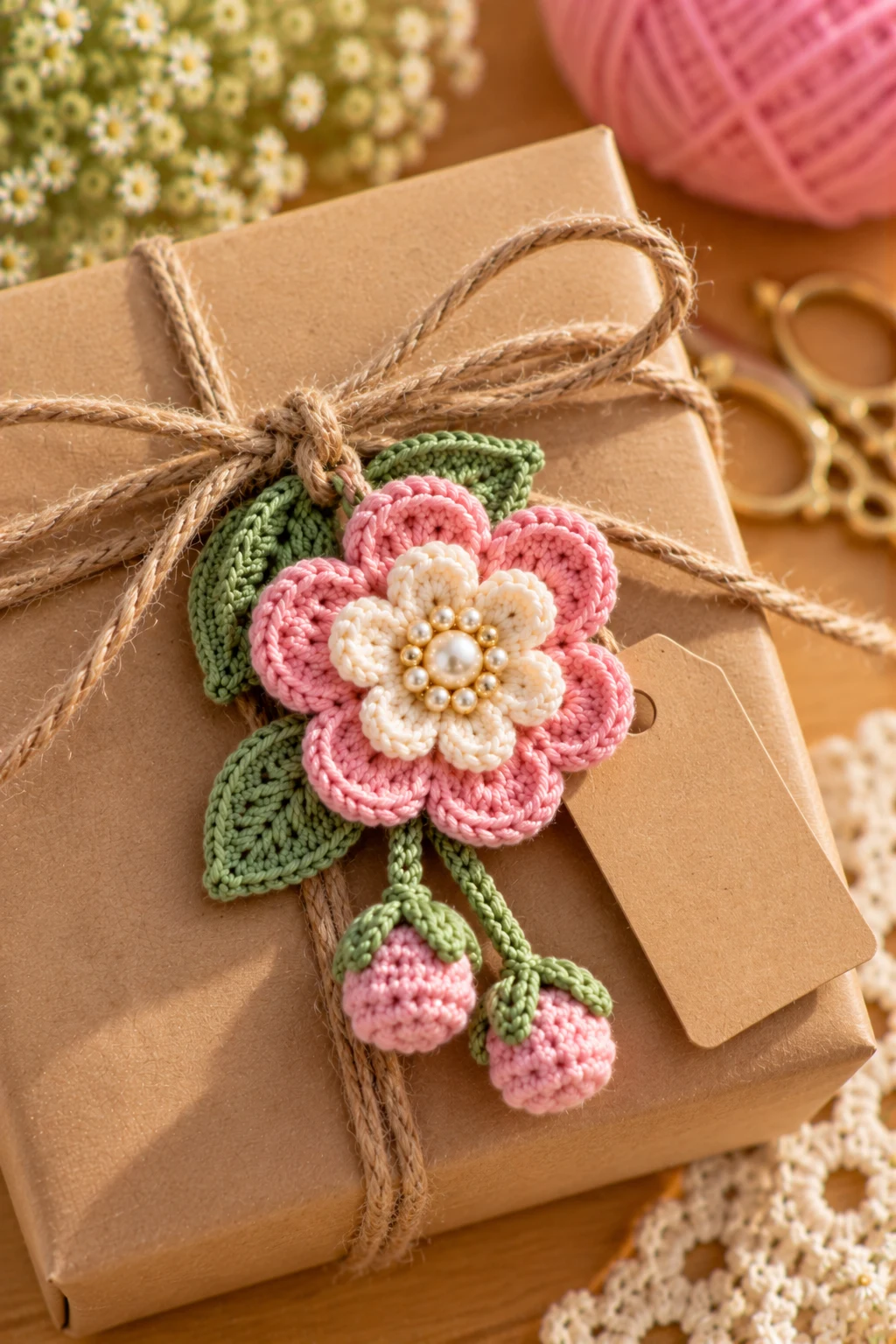 Mini Flower Gift-Tag Embellishment — how to make crochet flower charms style outfit