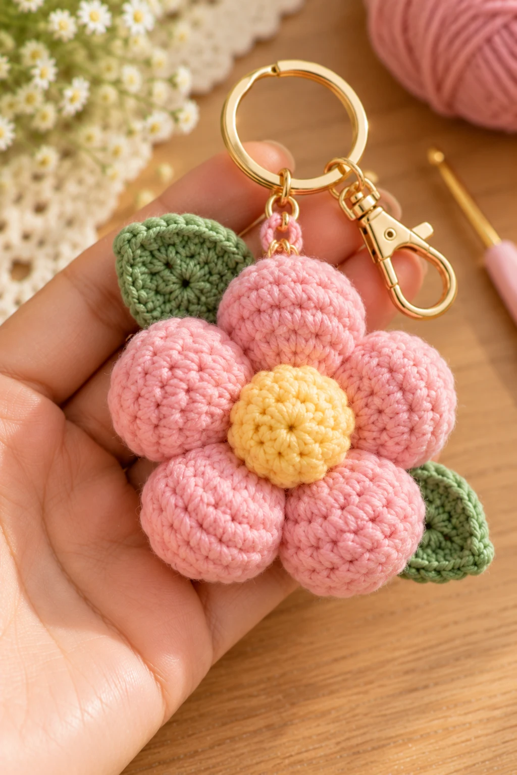 Puffy Amigurumi Flower Charm — how to make crochet flower charms style outfit
