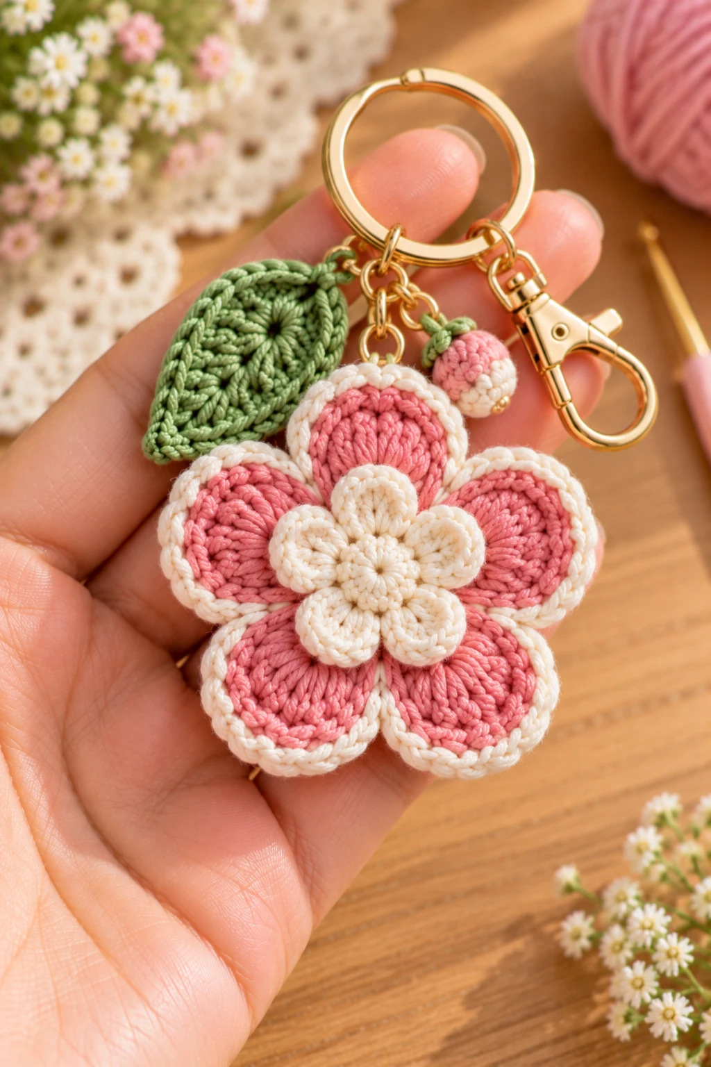 Two-Tone Crochet Flower Charm — how to make crochet flower charms style outfit