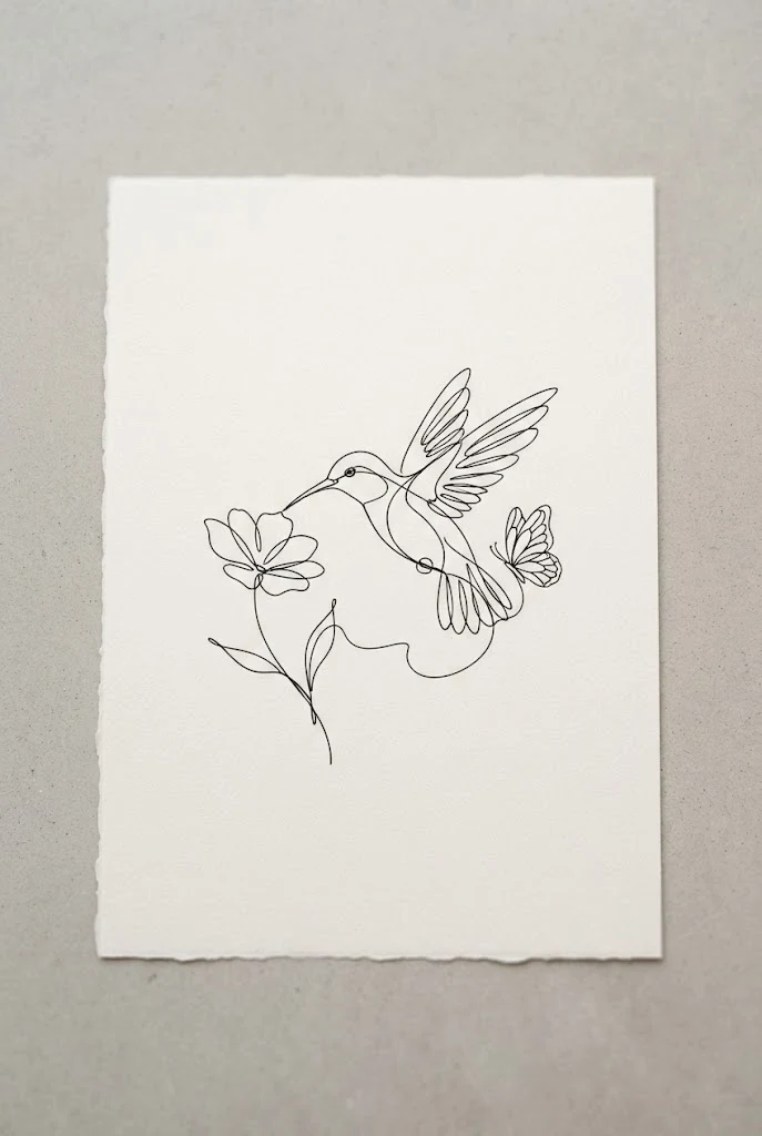 Single-Line Hummingbird and Butterfly Tattoo — hummingbird and butterfly tattoo style outfit
