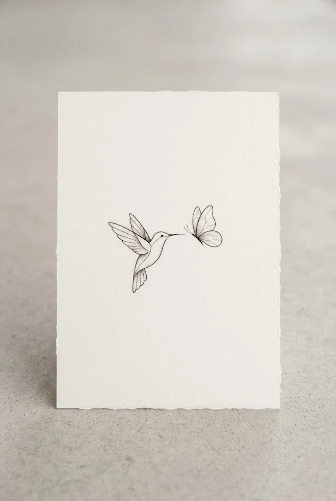 Minimalist Finger-Placement Hummingbird and Butterfly Tattoo Small — hummingbird and butterfly tattoo style outfit