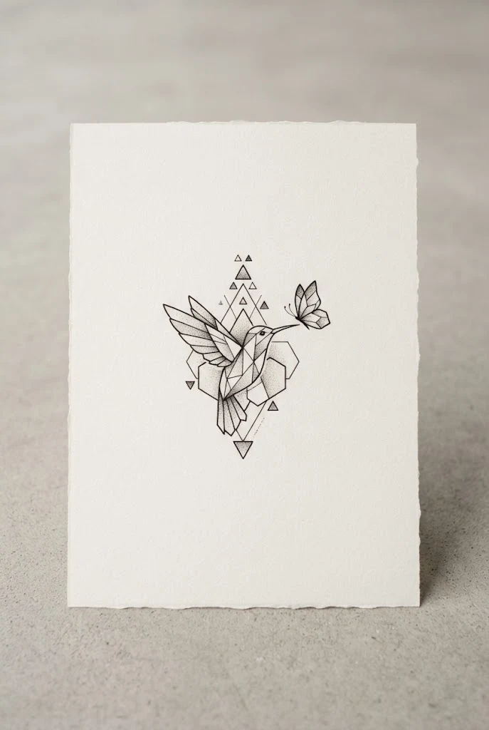 Geometric Hummingbird and Butterfly Tattoo Small — hummingbird and butterfly tattoo style outfit