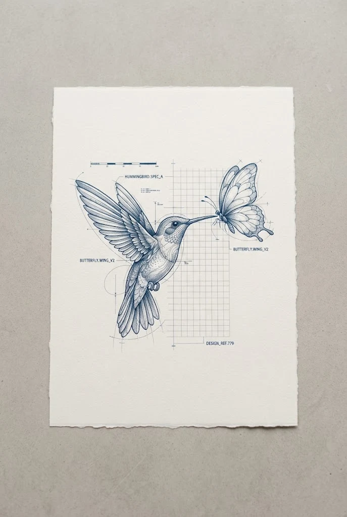 Custom Blueprint Hummingbird and Butterfly Tattoo Design — hummingbird and butterfly tattoo style outfit