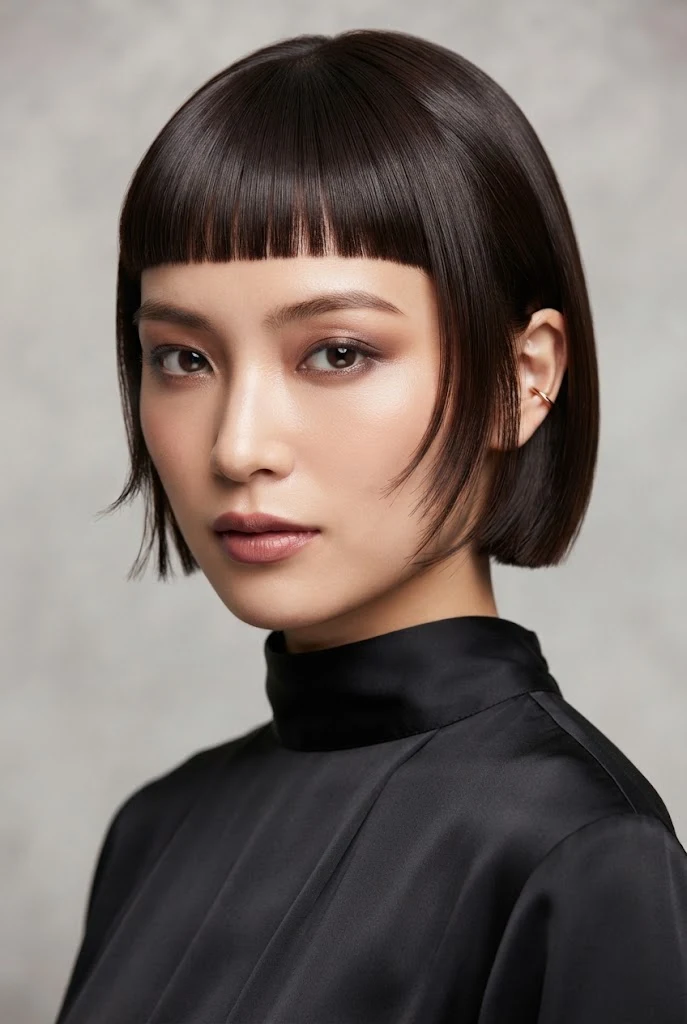 The Micro-Fringe Blunt Bob — Japanese short hair hairstyles style outfit