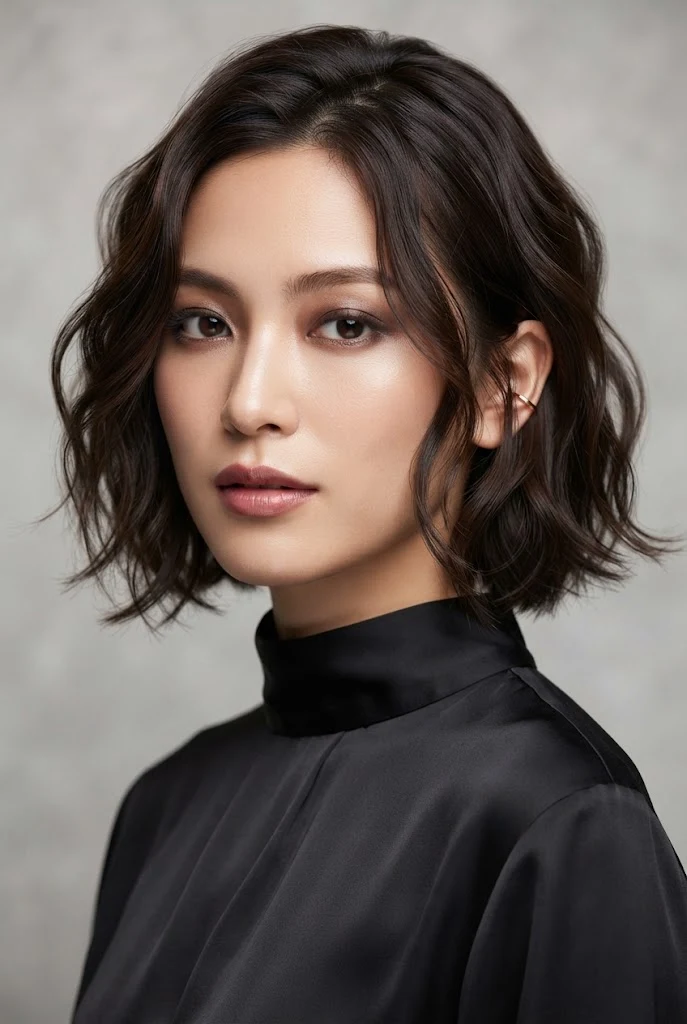 The Natural Wavy Japanese Bob — Japanese short hair hairstyles style outfit