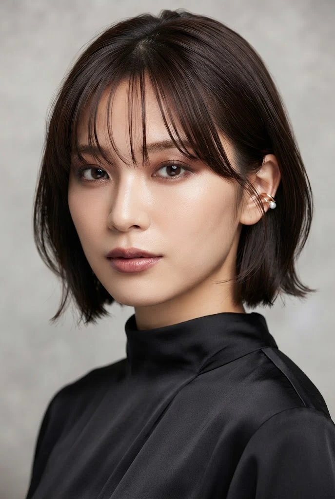 The Curtained Wispy Bang Bob — Japanese short hair hairstyles style outfit
