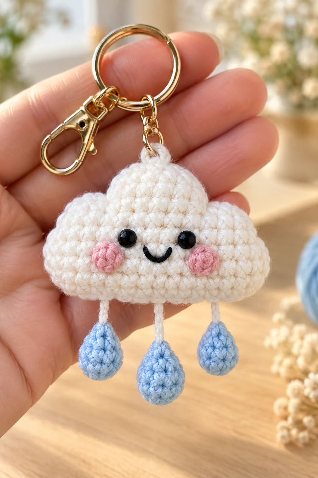 Crochet Mini Cloud Keychain — keychain crochet easy style outfit