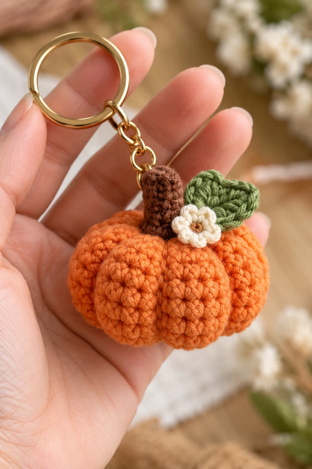Crochet Mini Pumpkin Keychain — keychain crochet easy style outfit
