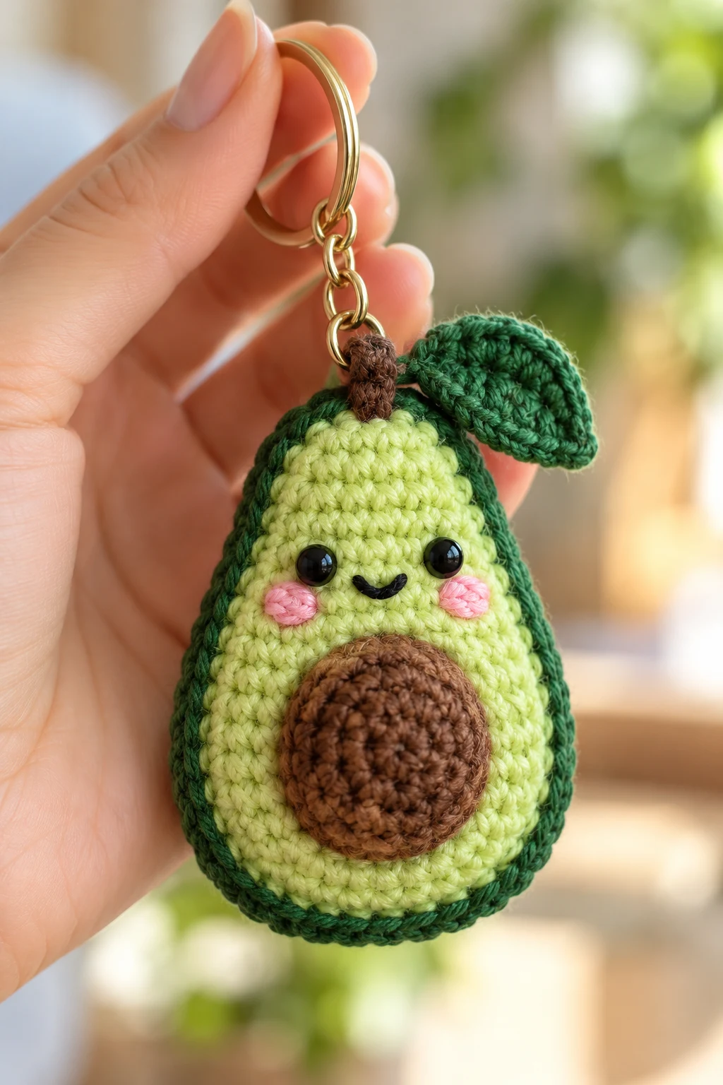 Mini Crochet Avocado Keychain — keychain crochet easy style outfit