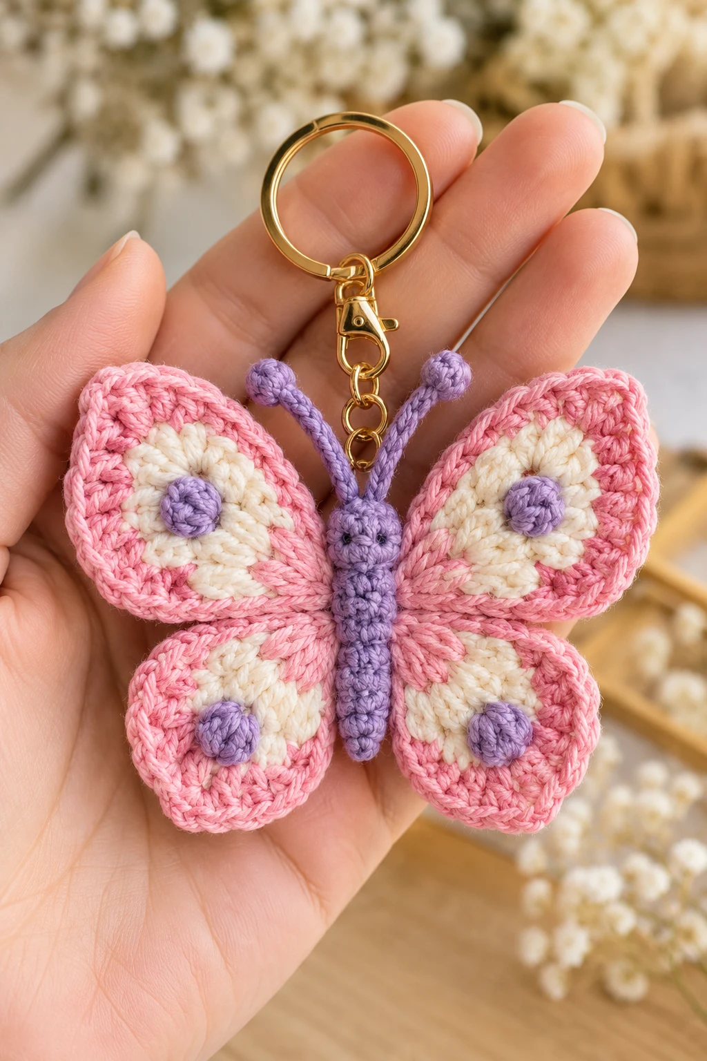 Crochet Mini Butterfly Keychain — keychain crochet easy style outfit
