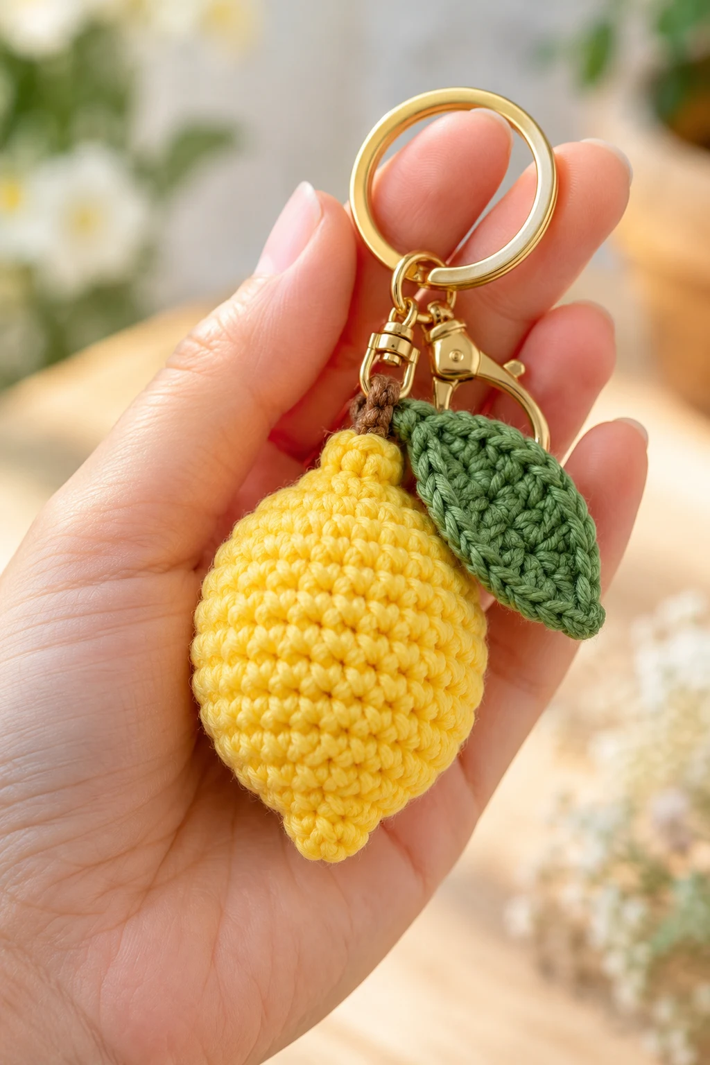 Mini Crochet Lemon Keychain — keychain crochet easy style outfit