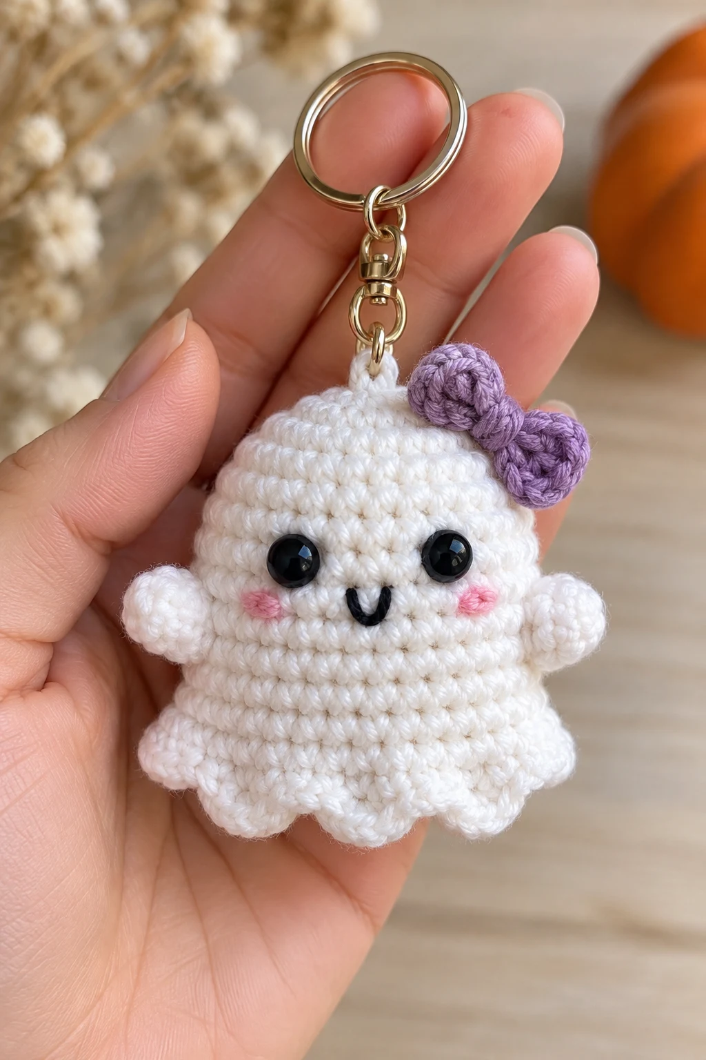 Mini Crochet Ghost Keychain — keychain crochet easy style outfit
