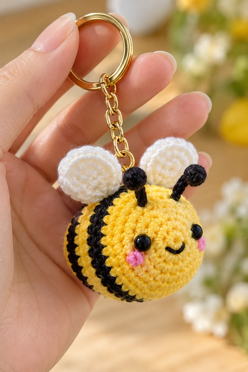 Mini Crochet Bee Charm — keychain crochet easy style outfit