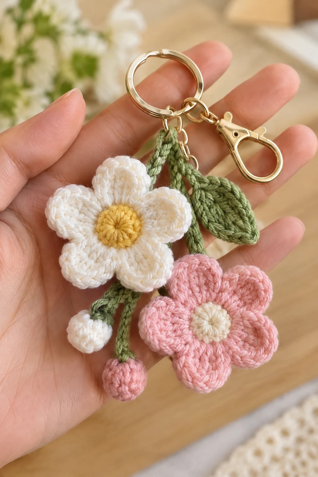 Mini Crochet Flower Keychain for Bag — keychain for bag style outfit