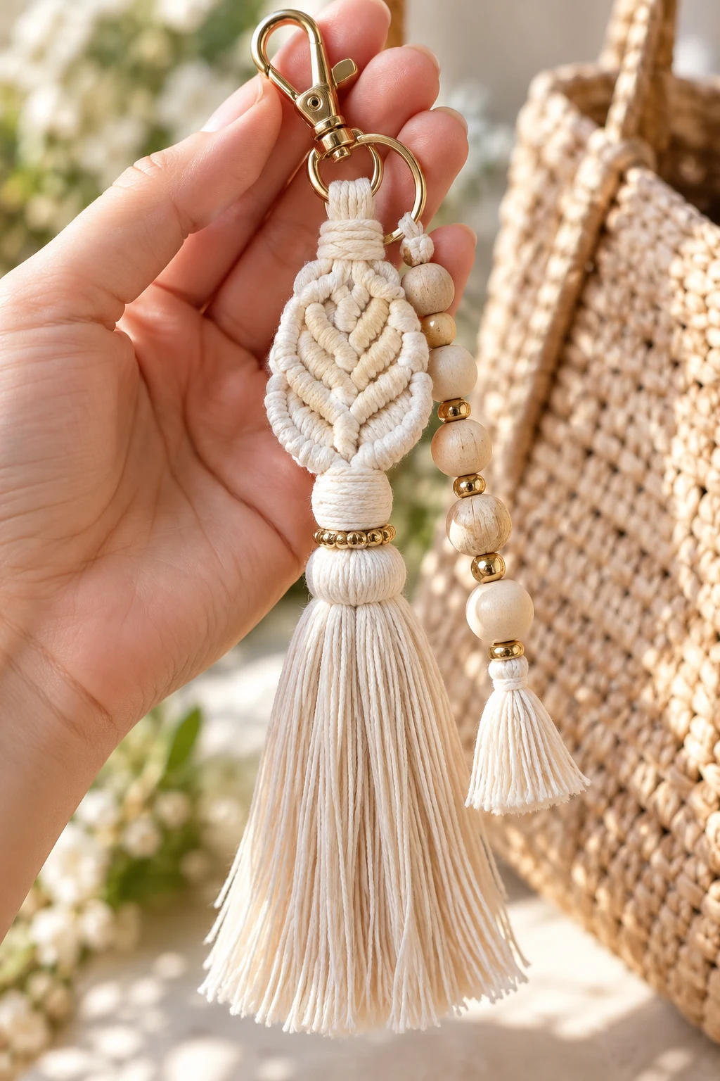 Macramé Tassel Bag Keychain — keychain for bag style outfit