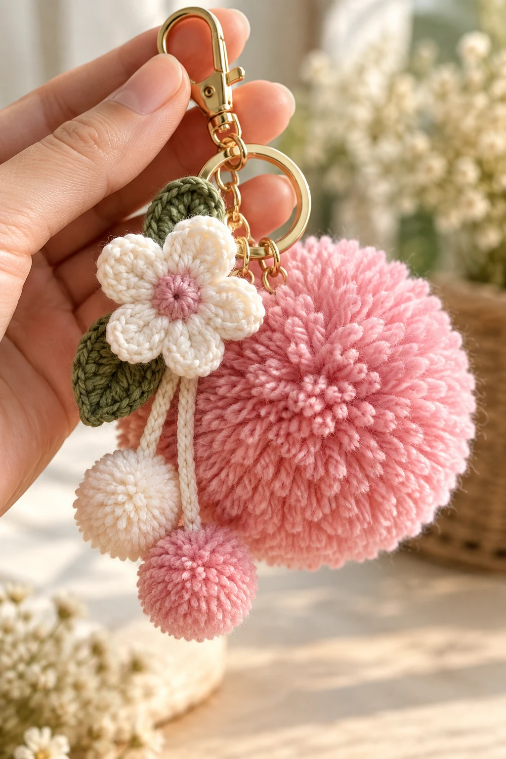Fluffy Pom-Pom Keychain for Bag — keychain for bag style outfit