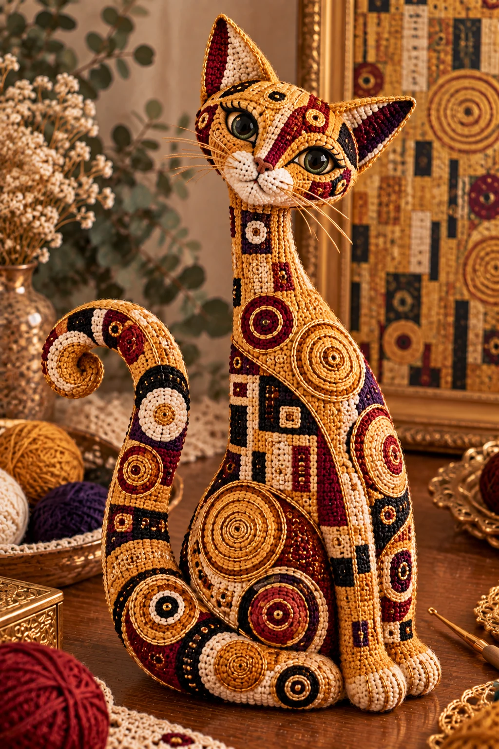 Abstract Klimt Crochet Cat — klimt crochet cat style outfit