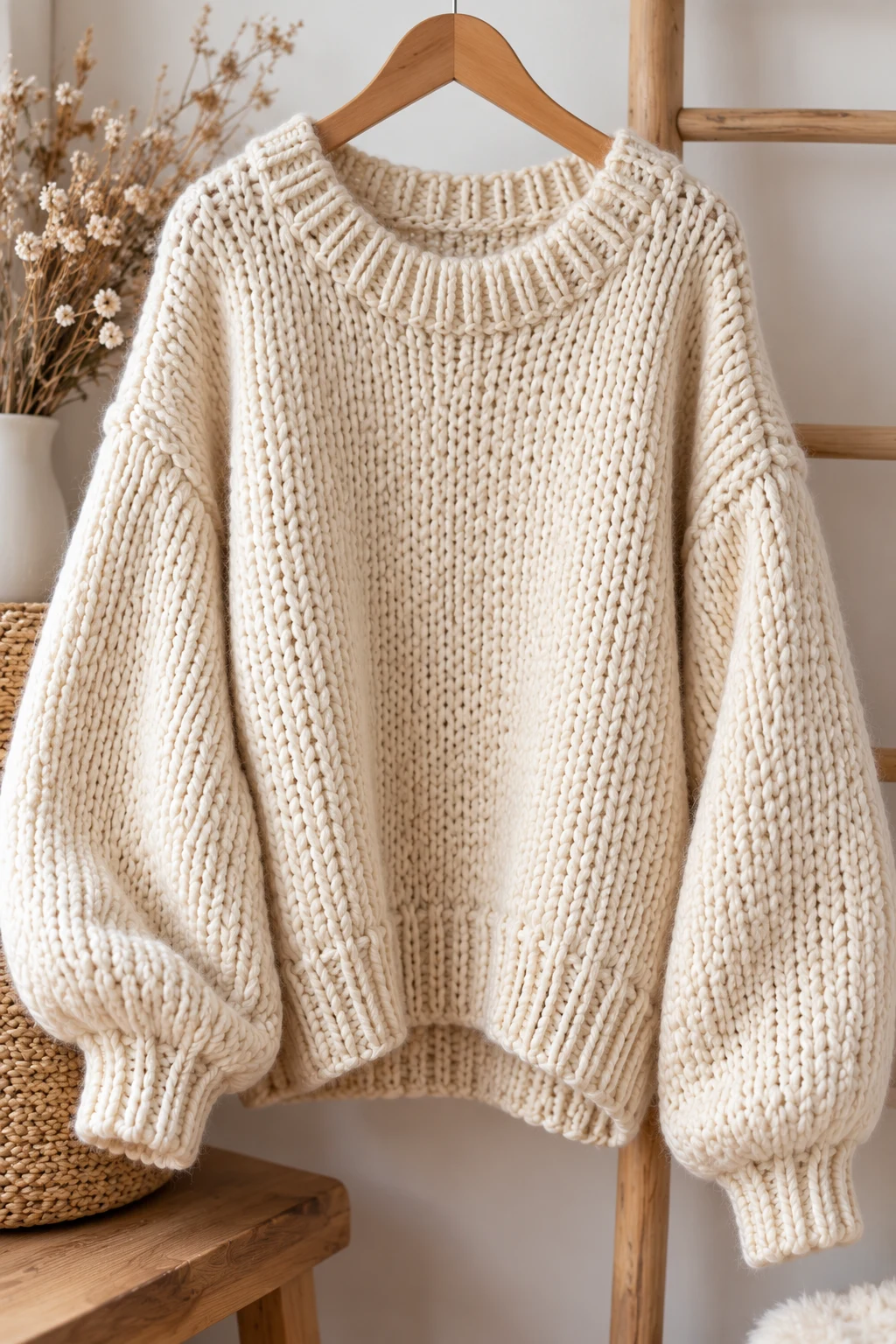 Oversized Cream Sweater for a Cozy Knitted Clothes Aesthetic — knitted clothes aesthetic