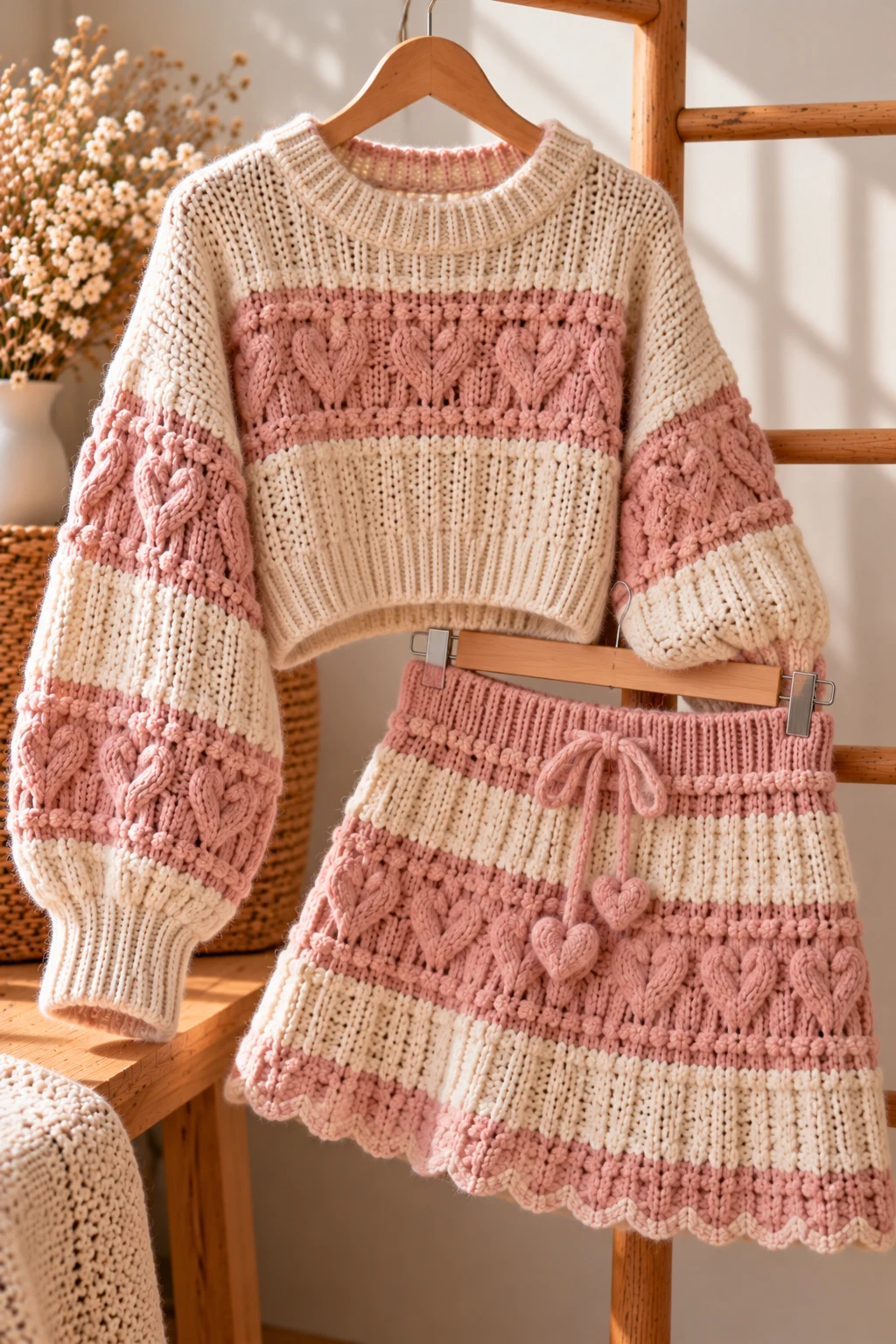 Matching Knit Skirt and Sweater Set — knitted clothes aesthetic