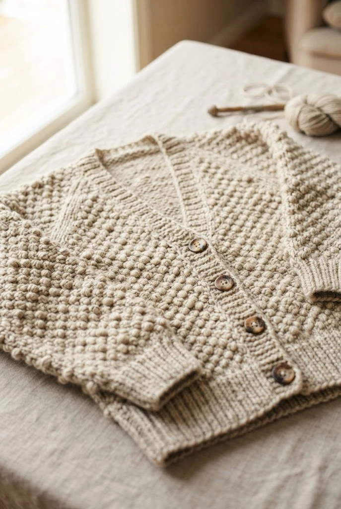 Textured Bobble Cardigan — knitted clothing patterns