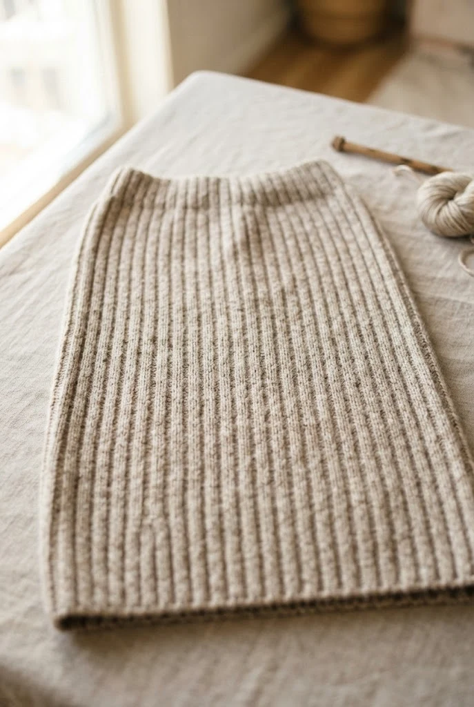 Fitted Ribbed Midi Skirt — knitted clothing patterns