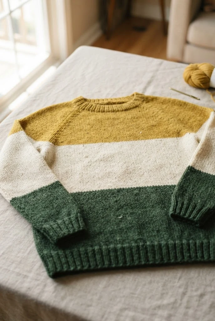 Retro Colorblock Pullover — knitted clothing patterns
