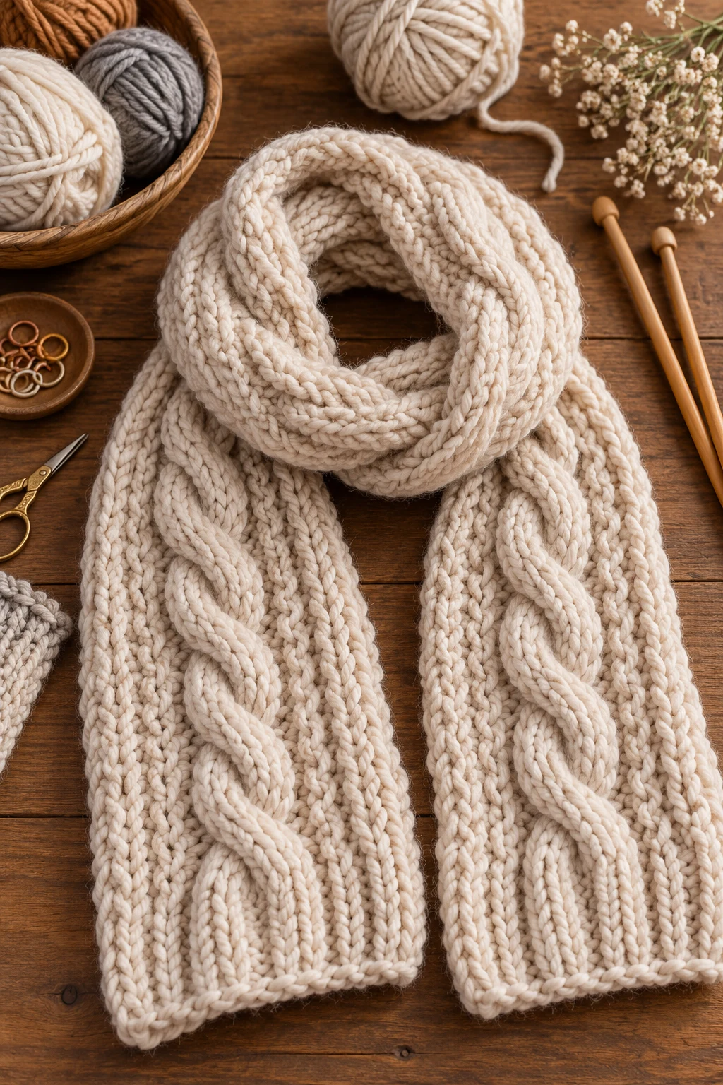 Chunky Cable Scarf — Knitting Ideas style outfit
