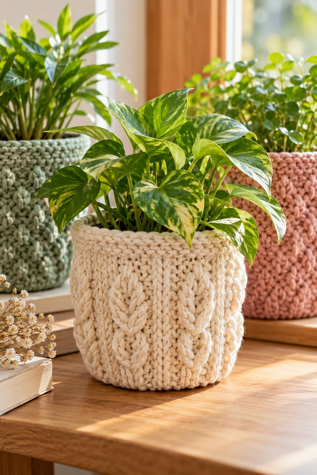 Decorative Knitted Plant Pot Covers — knitting inspiration