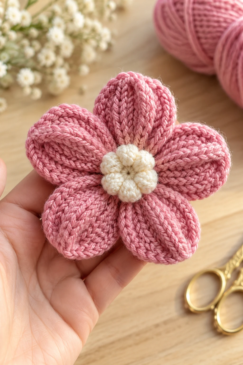 A Knitted Flower Appliqué — Knitting Tutorials style outfit