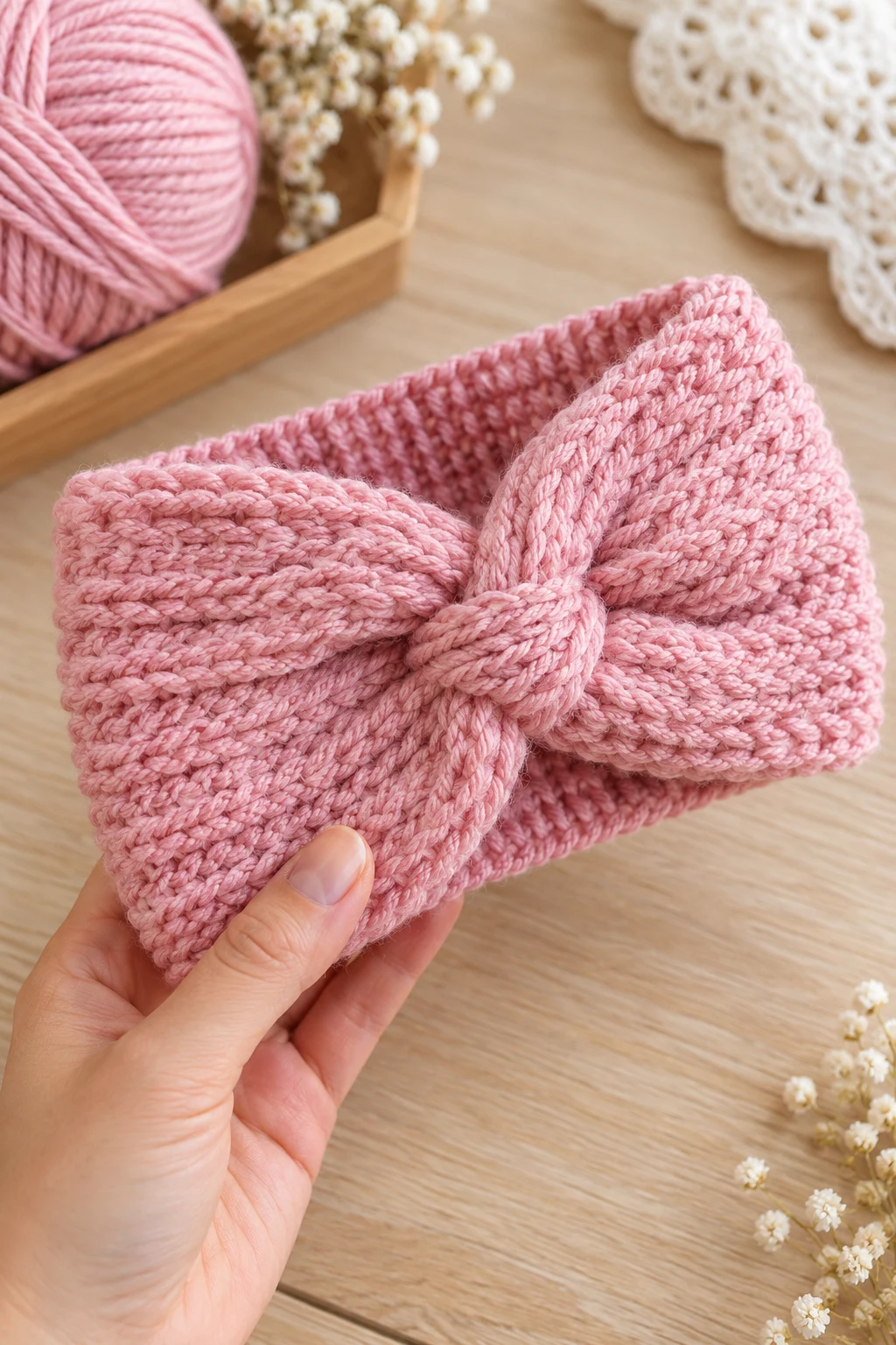 A Sweet Pink Knitted Headband — Knitting Tutorials style outfit