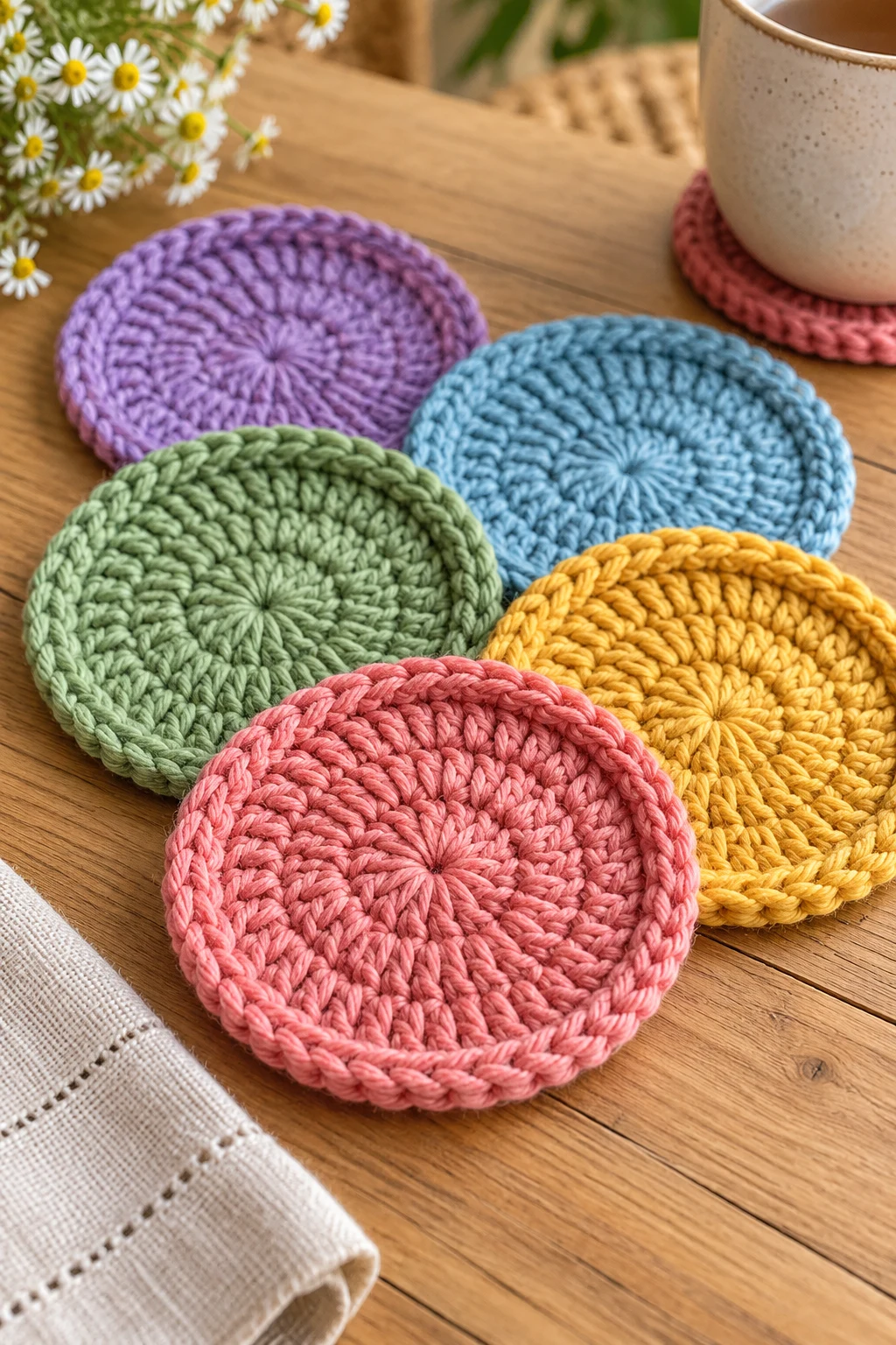 Colorful Knitted Coasters — Knitting Tutorials style outfit