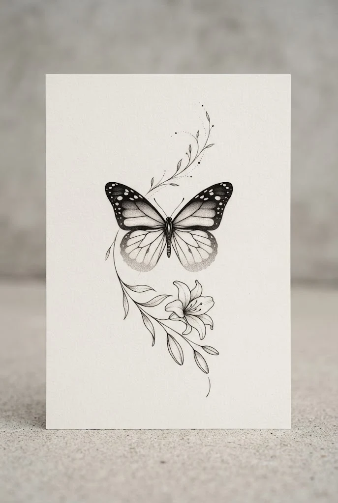 Floating Ombre Gradient — lily and butterfly tattoo style outfit