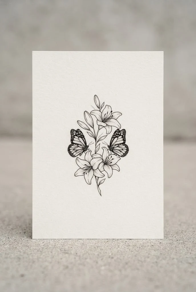 Twin Sister Micro Insects — lily and butterfly tattoo style outfit