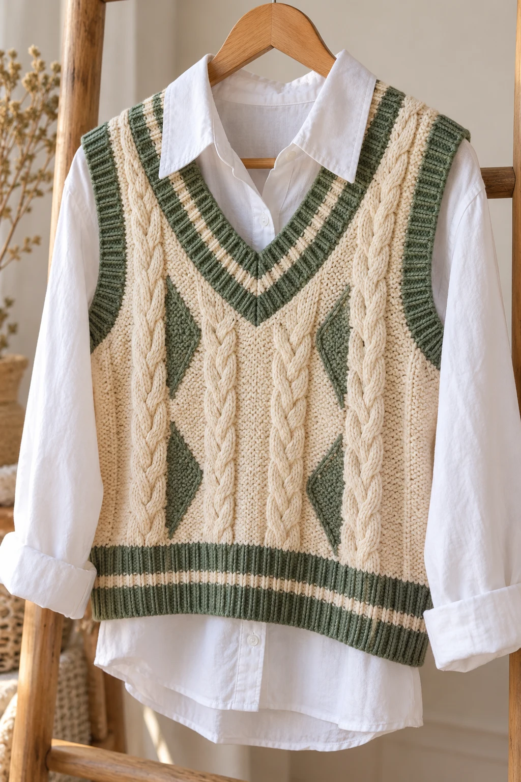 The Preppy Collared Shirt and Knitted Vest — long sleeves outfit aesthetic