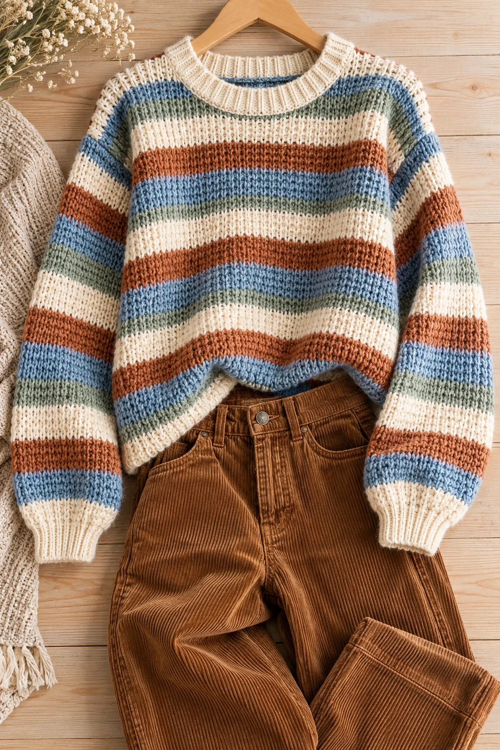 The Vintage Striped Long Sleeve and Corduroy Pants — long sleeves outfit aesthetic