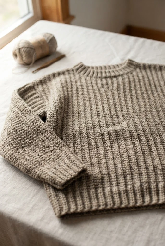 Minimalist Ribbed Pullover — loose crochet sweater pattern style outfit