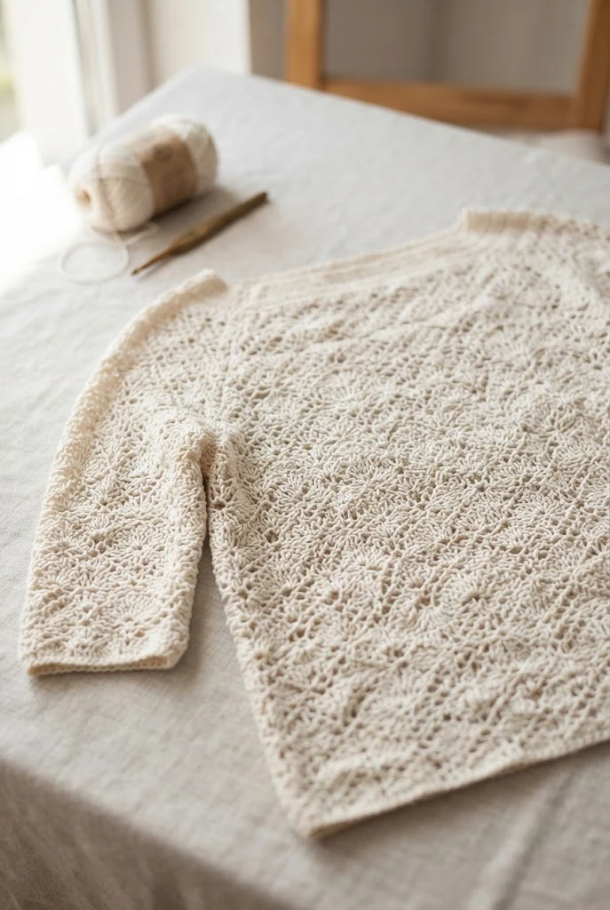 Delicate Lace Pullover — loose crochet sweater pattern style outfit
