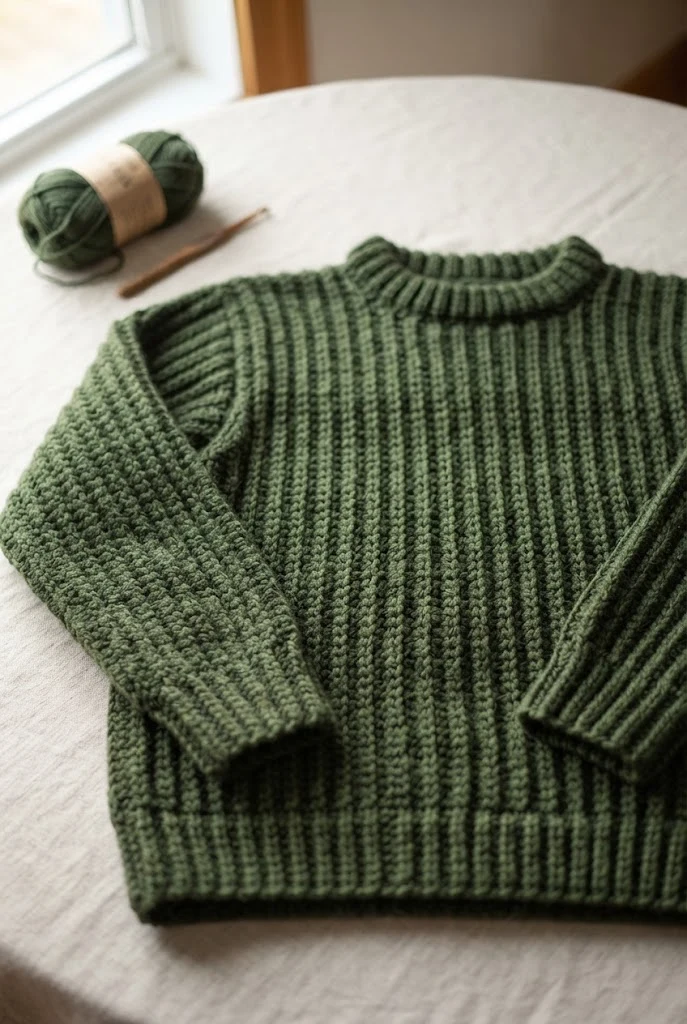 ## 11. Chunky Fisherman Rib Sweater — loose crochet sweater pattern style outfit