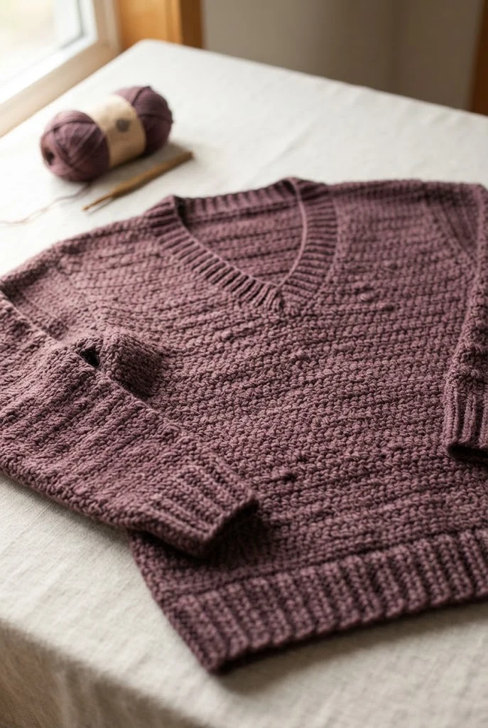 Elegant V-Neck Pullover — loose crochet sweater pattern style outfit