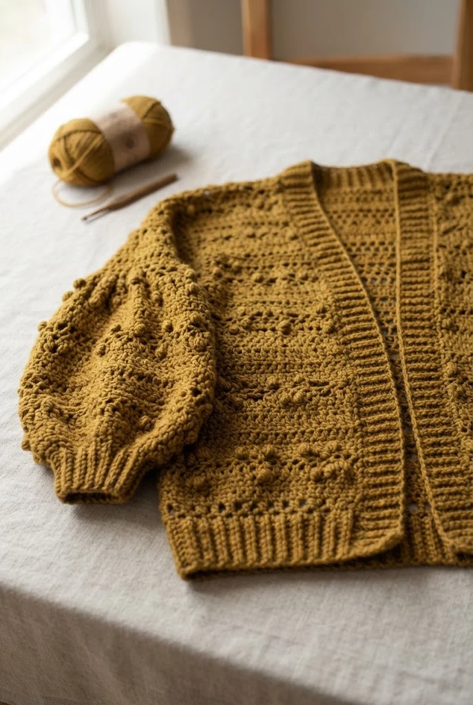 Statement Sleeve Cardigan — loose crochet sweater pattern style outfit