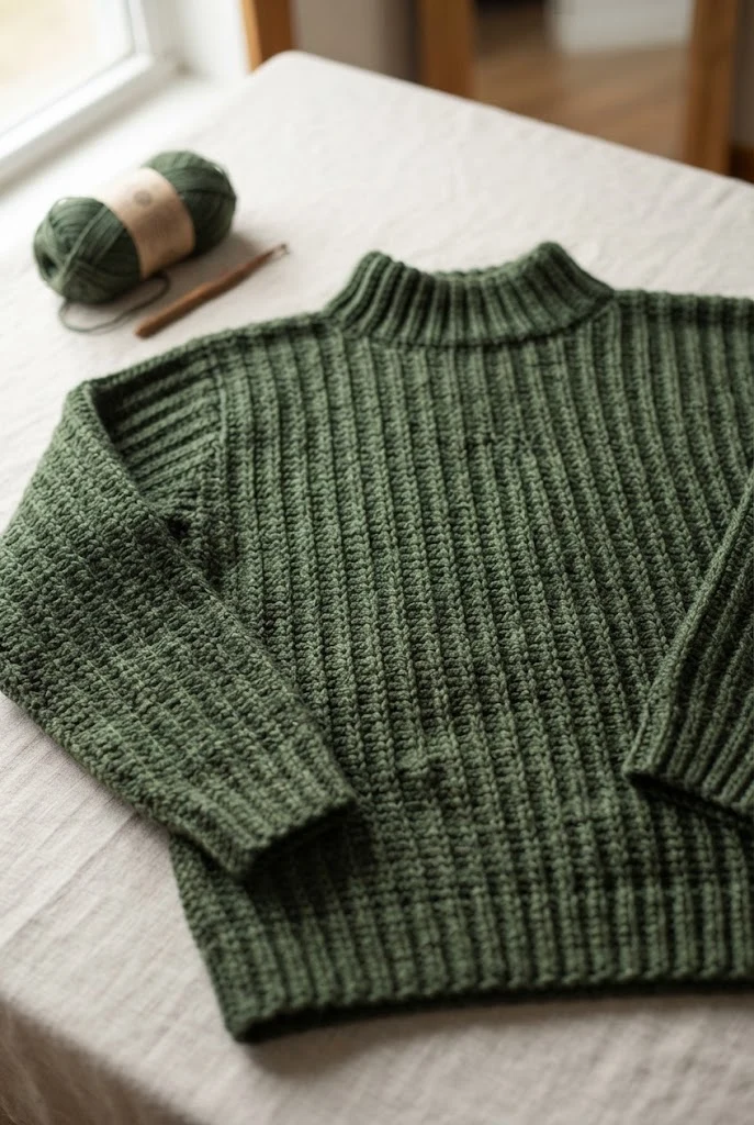 Fisherman Mock Neck Sweater — loose crochet sweater pattern style outfit