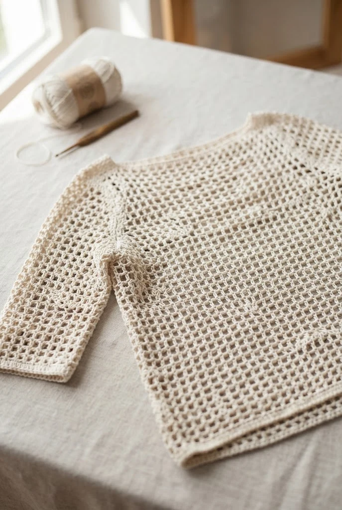 Lightweight Summer Mesh Top — loose crochet sweater pattern style outfit
