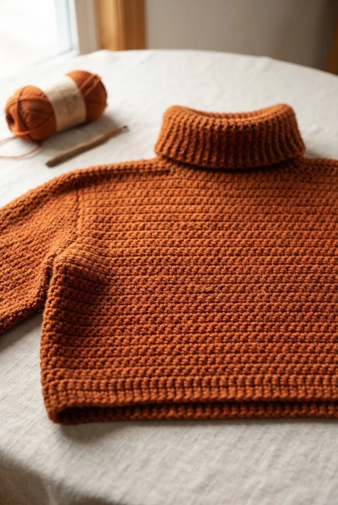 Cropped Boxy Turtleneck — loose crochet sweater pattern style outfit