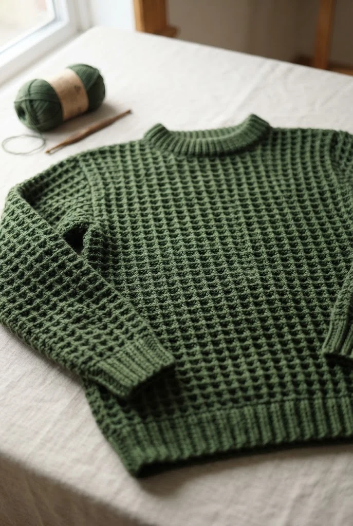 ## 8. Cozy Waffle Stitch Jumper — loose crochet sweater pattern style outfit