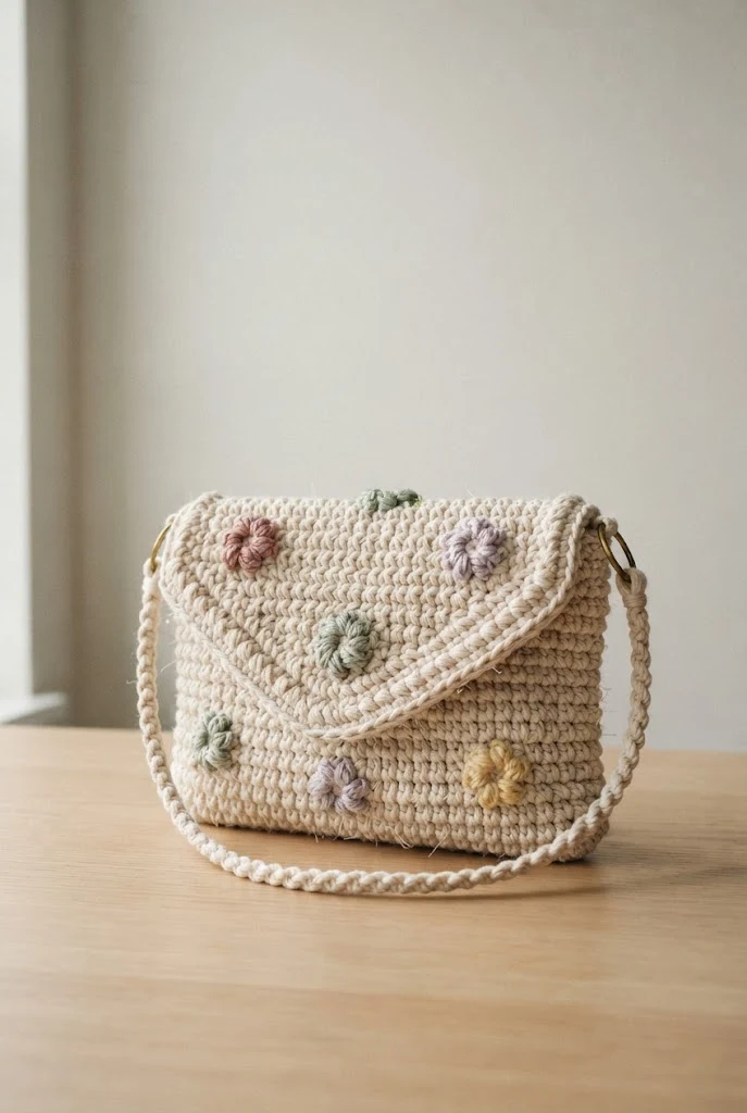 Pastel Spring Blossom Purse — macrame crochet bag style outfit