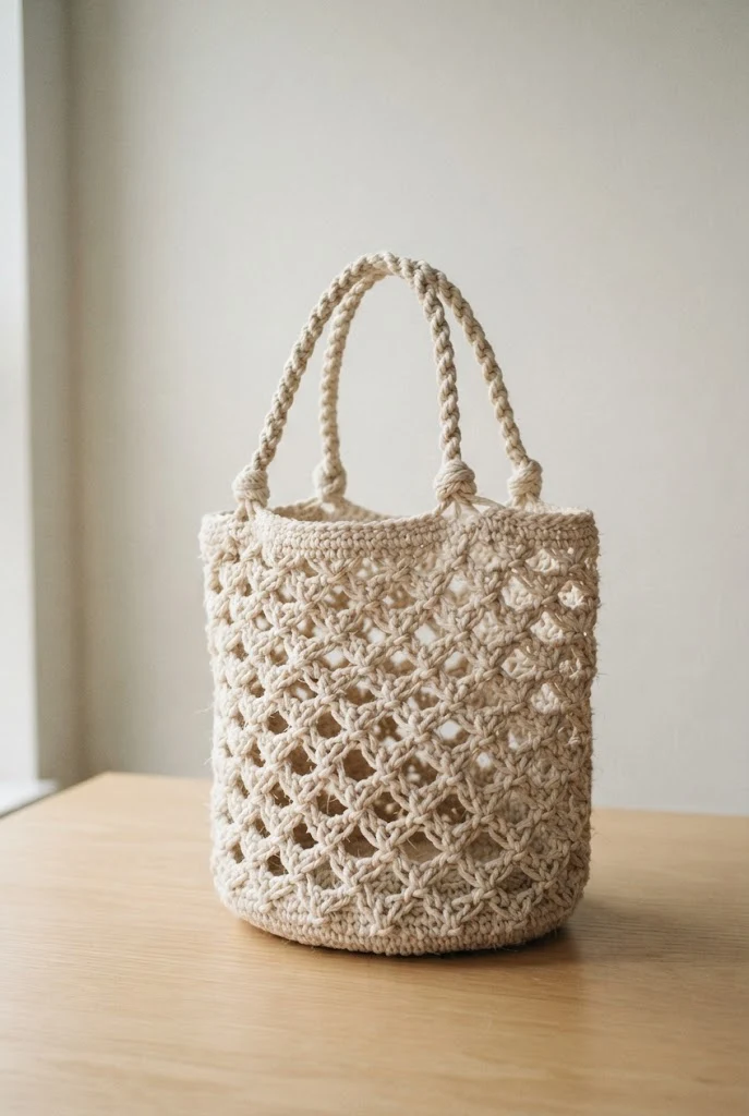 Perforated Diamond Lattice Tote — macrame crochet bag style outfit