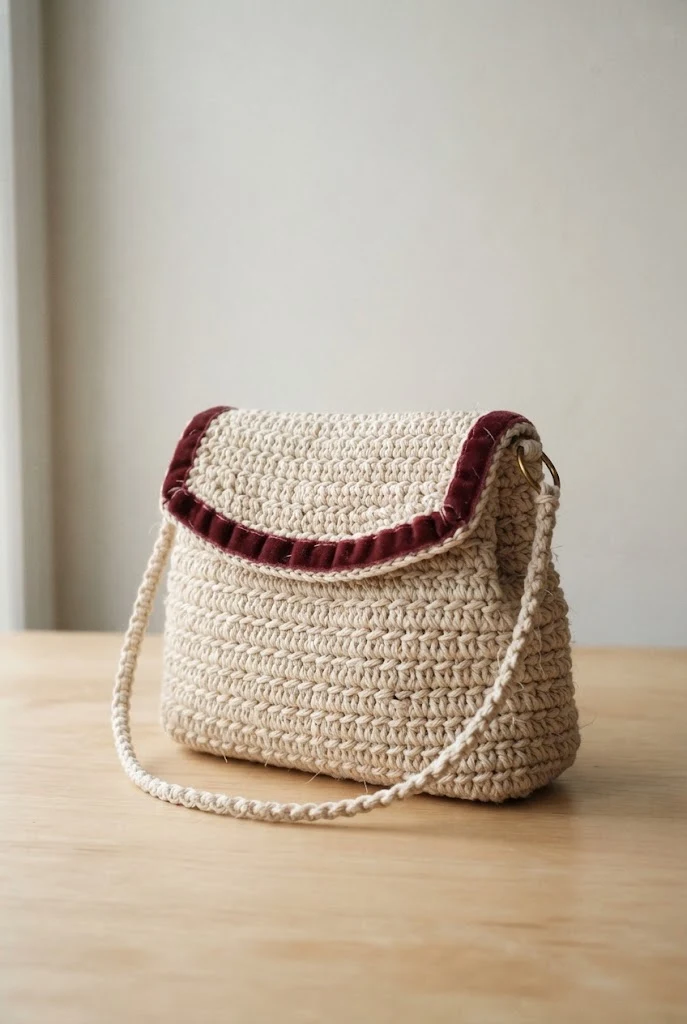 Velvet Trim Evening Purse — macrame crochet bag style outfit