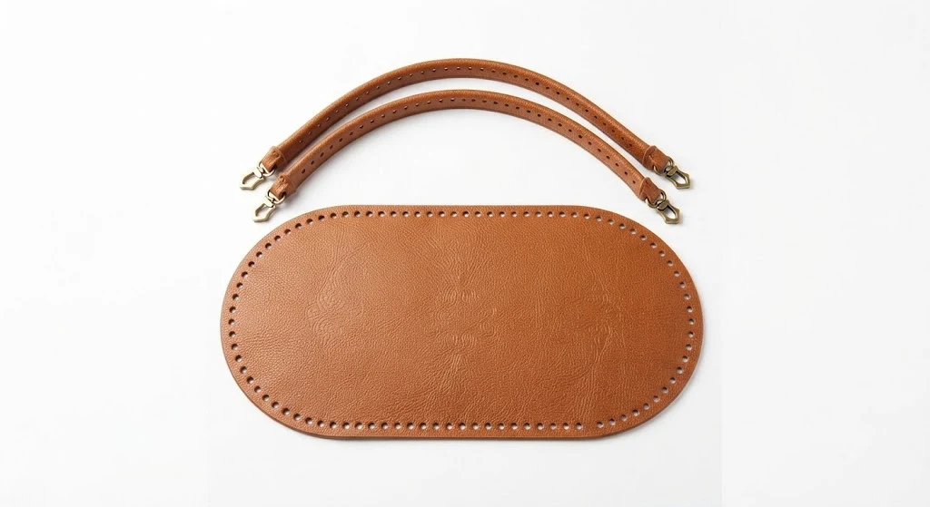 PU Leather Bag Bottom Shaper Pad and Handles Set for Crochet Bags
