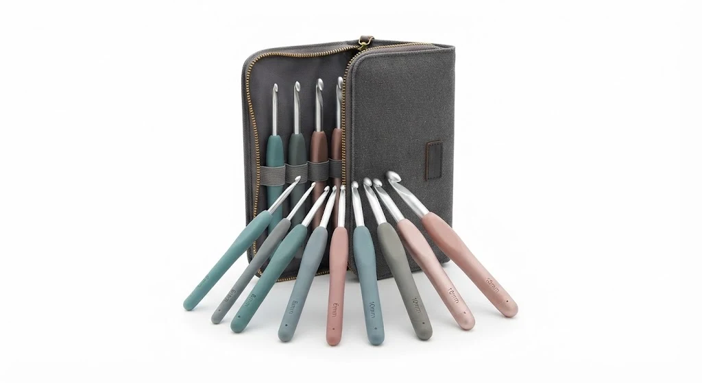 Ergonomic Crochet Hook Set with Case for Thick Cord Yarn